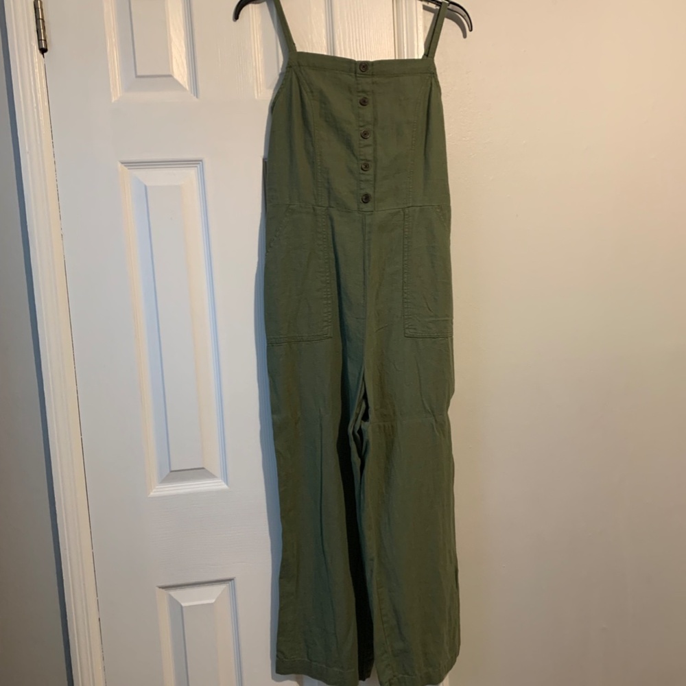 Old Navy Olive Green Wide-Leg Button-Front Jumpsuit